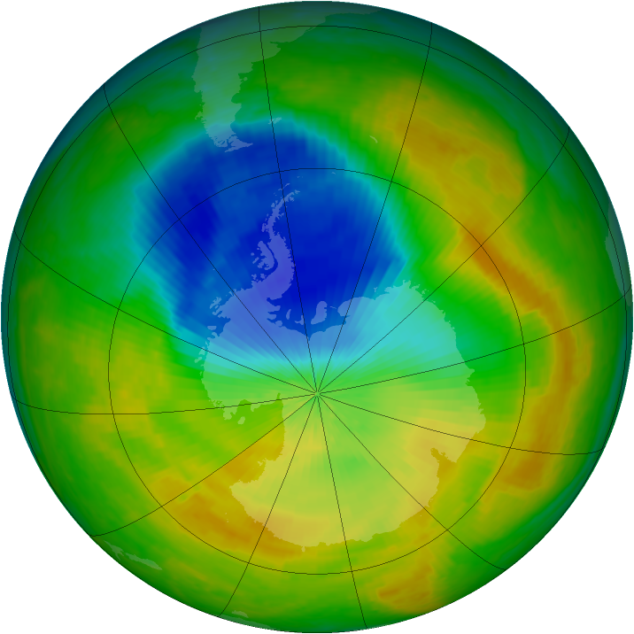 Antarctic ozone map for 31 October 2002